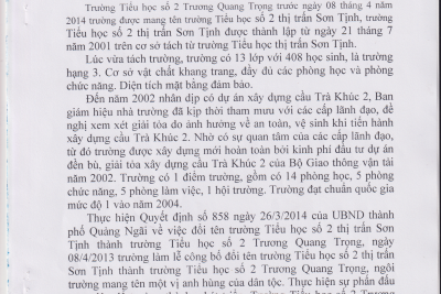 KẾ HOẠCH  XÂY DỰNG CHIẾN LƯỢC PHÁT TRIỂN TRƯỜNG TIỂU HỌC  SỐ 2 TRƯƠNG QUANG TRỌNG – GIAI ĐOẠN 2016 – 2020